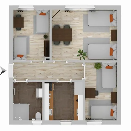 아파트 Budgetroom 3 Schlafzimmer Workers